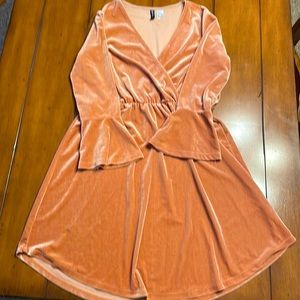 Pink Knee Length Bell Sleeve Dress